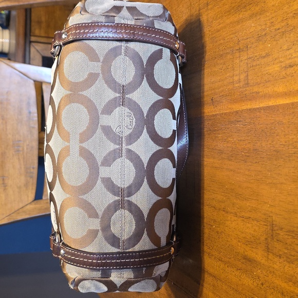 Coach Alexandra Tote Bag featuring a signature "Op Art" canvas pattern. - Picture 7 of 16